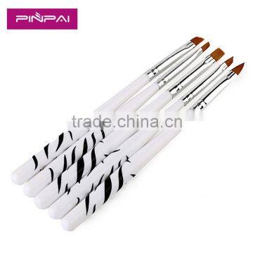 Hot sale 5pcs white black handle nail art brush set brush nail