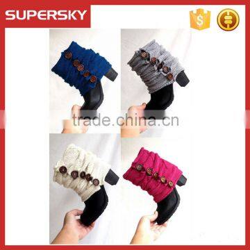Custom Buttons Down Open Knitted Girls Sexy Leg Warmers for High Heel