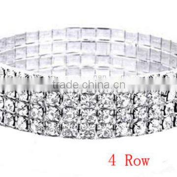promotional 4 rows clear stretch rhinestone crystals bridal bracelet