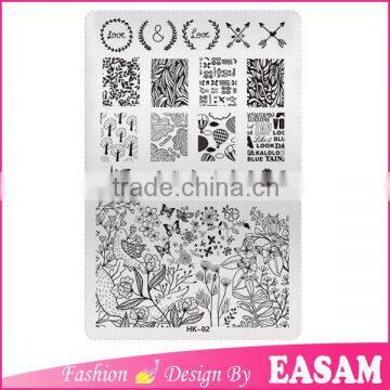 New style HK 02 flower and arrows design nail art stainless plate