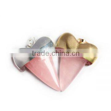 Natural teeth shape rose quartz pendant