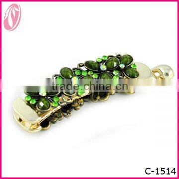 Latest Wave Shape fashion stone Banana Elegant flower hair barrettes hair clips with rhinestone