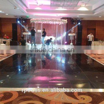 black and white wood dance floor for wedding party