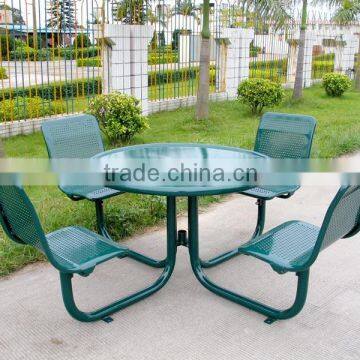 Powder coated metal picnic table and chairs