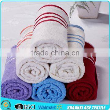 100% cotton solid color terry bath towel with color stripes cotton stripes hotel bath towel