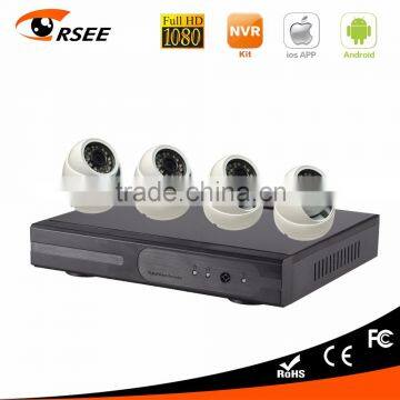 Poe nvr kit with mini dome ip camera 4ch full hd 1080p video surveillance kit