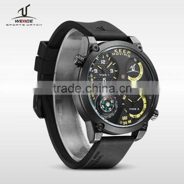 WEIDE 2016 Stainless Steel Back Water Resistant Watches Best Seller Model With Compass Soft Silicone Strap Express Watch
