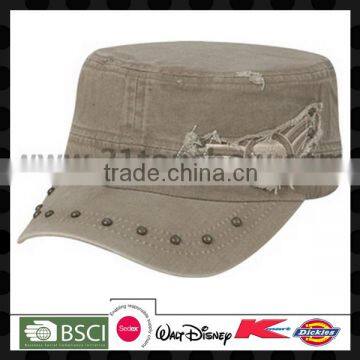 2014 high quality popular rivets decorated army cap or sale