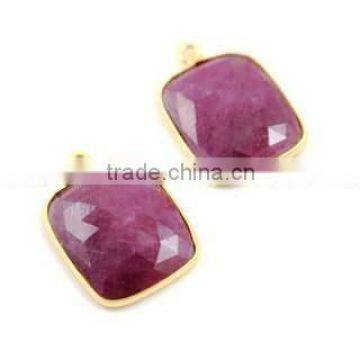 The Gopali Jewellers Dyed Ruby Vermeil Gold Bezel Connectors Natural Gemstone Jewelry