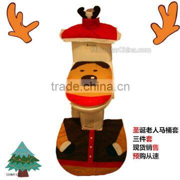 Hot Christmas Decorating deer Toilet Seat Cover Bathroom Set