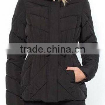 100% polyester winter womens padding jacket with faux fur from china