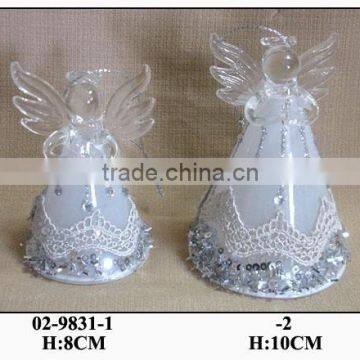 Chirstmas Glitter Hanging Glass Angel with Lace