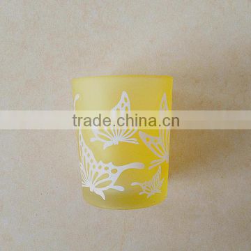 butterfly decal glass candle holder cheap, candle cup, OEM, home decoration