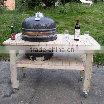 Outdoor large Ceramic Kamado Grill with Wooden Table