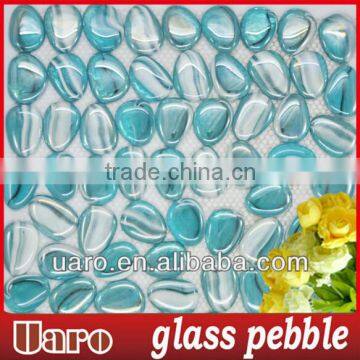 Sky Blue Glass Pebble Mosaic Tile