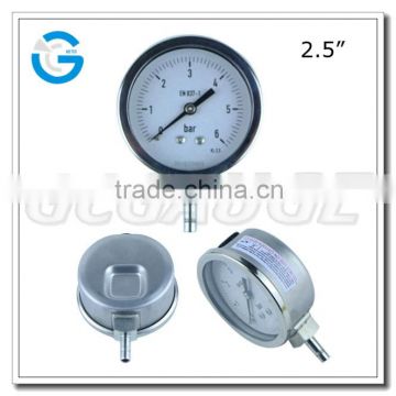 High quality bottom stainless steel 2 1/2inch turbo psi gauge