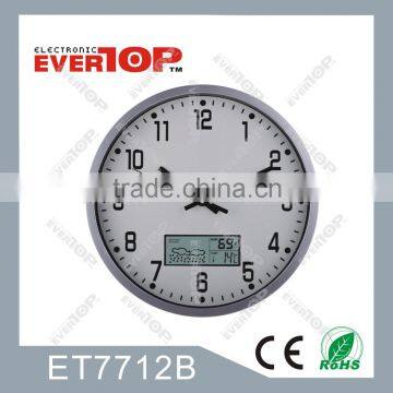 2016 QUARTZ WALL CLOCK WITH INDOOR THERMO & HUMIDITY ET7712B
