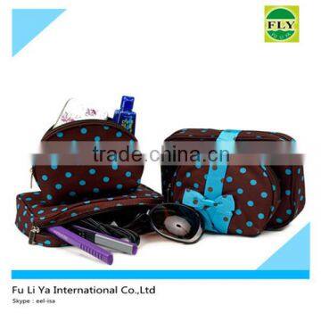 2015 hot-sale polka dot cosmetic bag set/cosmetic bag/travel bag