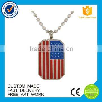 Wholesale American flag military soft enamel custom metal dog tag necklaces