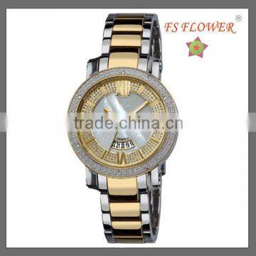 Slim Diamond Stone Shell Gold and Steel Watch Dial Fashion Women Jewelry Accessories