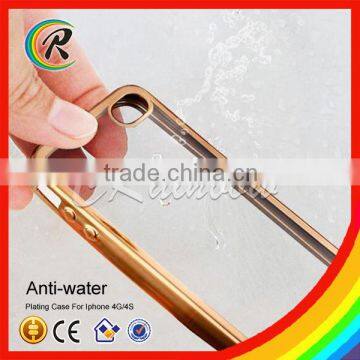 Factory Price Electronic Plate Soft TPU Case for iphone 4 gold plate case