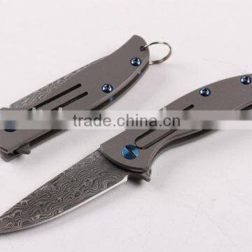 OEM Titanium alloy Handle Material and Damascus Blade Material Folding knife