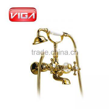 Traditional gold bath shower mixer classic titanium bath faucet dual handle brass bath mixer