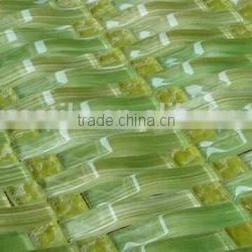 cheap pure green crystal arch glass mosaic tile for home interior decoration /wallpapers(PMGIL052)