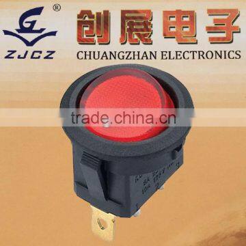 10A 250V round rocker switch,T85 6/10/16A 125/250VAC 2/3/4/6 pins 2/3 ways illuminated Rocker Switch