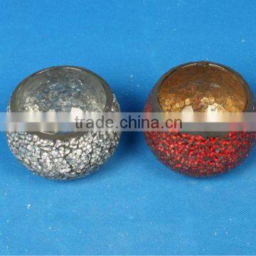 Silver & Red Tea Light Mosaic Candle Holder for Christmas gift