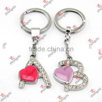 Hot Pink Heart Alphabet Metal Keychain/Letter a Keychain (KR15121423)
