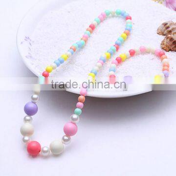 Wholesale Newest Fashion Candy Color Pendant Necklace Bracelet Set Girls Child Dress Jewelry Acrylic Beads Necklace