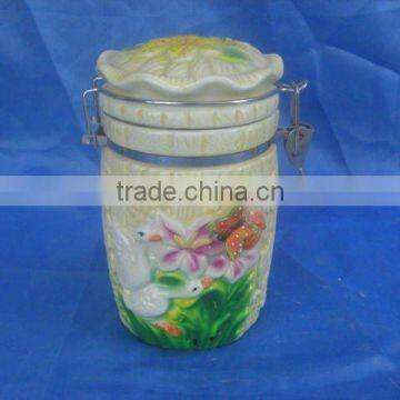 ceramic seal jar with embossed