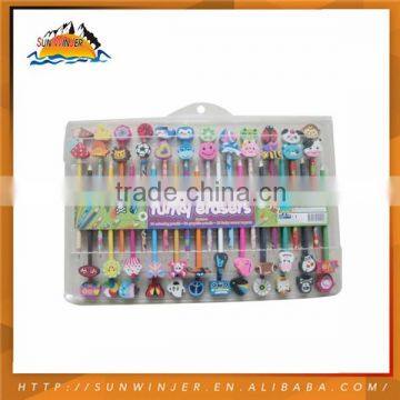 Good Quality Cheap Wooden School Supplies rubber animal pencil toppers