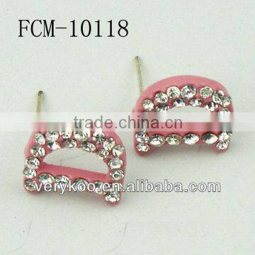 Yiwu Wholesale Beautiful Alloy Rhinestone Fashion Letter D Stud Earring(FCM-10118)