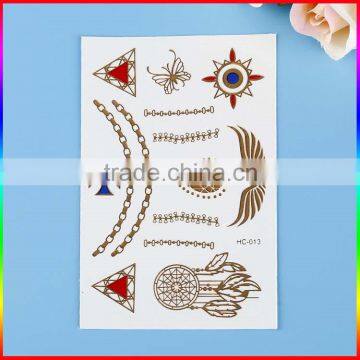 Sexy Body Art Metal Gold Tattoos Custom Flash Metallic Temporary Tattoo
