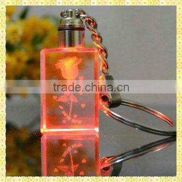 High Quality Crystal Fashion Popular LED Glass Keychains For Party Souvenirs