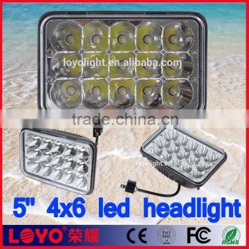 Best selling!!! Square 5 inch led headlight for truck, tractor offroad led work light 12V 24V 5" 45W 4x6 led headlight