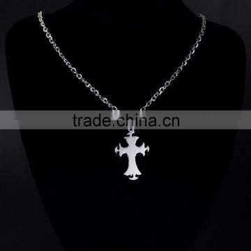 Women Men's 316L Stainless Steel Unique Smooth Flat Cross Pendant Necklace photo-5