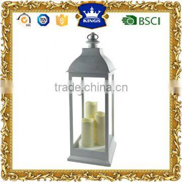 White plastic candle holder lantern with led candles