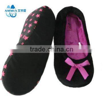 Lady and girl OEM Customized winter warm dotted fabric sole dance shoes and slipper