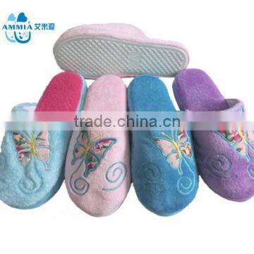 Lady Customized Butteryfly Soft Fleece Winter Warm TPR Plush Slippers