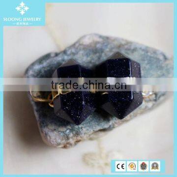 Fashion Natural Crystal Agate Hexagonal blue Sandstone Pendant Jewelry 2015