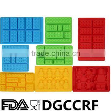 Building Blocks and Robots 8pc Candy Molds For Le go Lovers, Chocolate Molds, Ice Cube Molds, Silicone Baking Molds