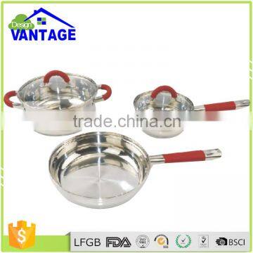 China 5pcs stainless steel non-stick cookware set with saucepan and casserole