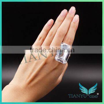 925 Sterling Silver Rectangle Emerald Cubic Zirconia Party Ring photo-5