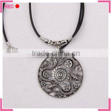 Gothic Necklace With Round Pendant, Snake Chain Metal Necklace photo-4