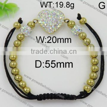 Latest wholesale gold beads heart bracelet