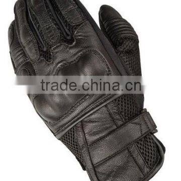 Black Summer Motorcycle Leather Gloves