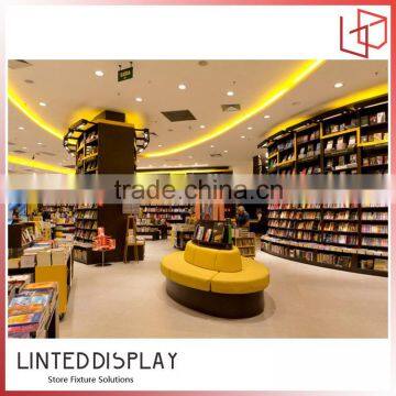 High-quality MDF made book display shelf for large-scale bookstore